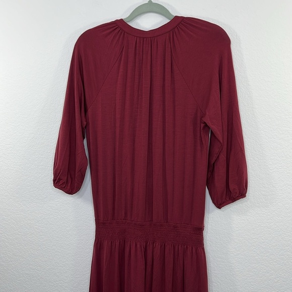 Garnet Hill Poet Pocket Dress‎ size XS Burgundy Wine color - Picture 5 of 11